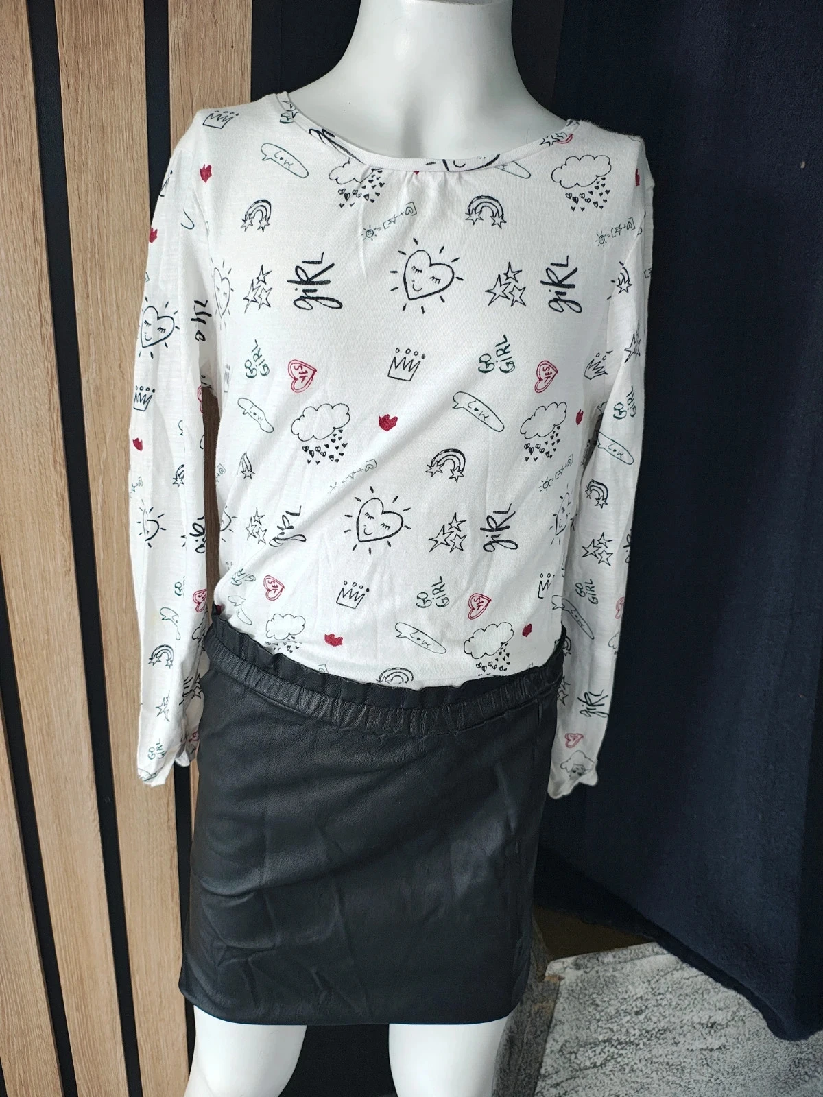 6 ans ensemble teeshirt tex et jupe simili kiabi